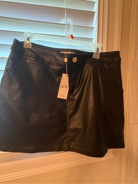 Lilly Pulitzer Black Faux Leather Mini Skirt